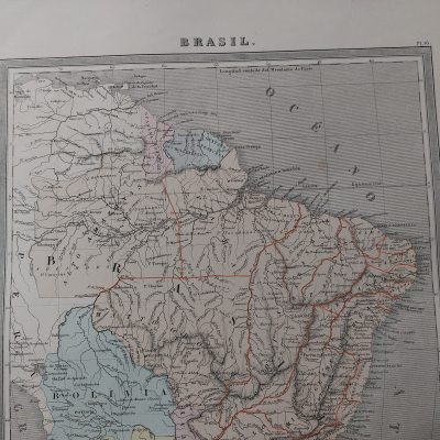 Mapa antiguo Siglo XIX América del Sur Brasil Dufour Vuillemin Aragó