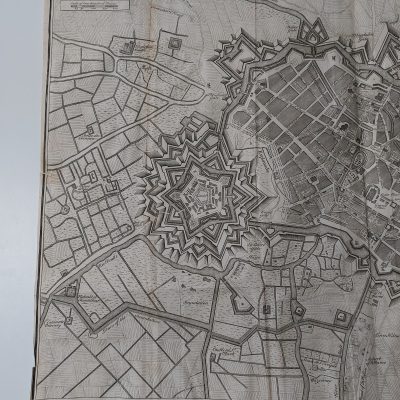 Mapa Siglo XVIII Plan City Citadel Lisle Plano fortaleza Lille Francia 1745 Tindal Rapin Basire