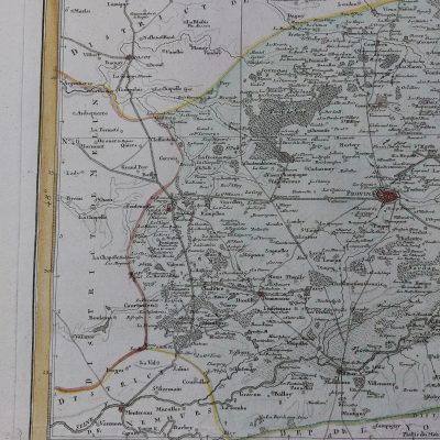 Mapa antiguo Siglo XIX District Provins Francia Von Reilly 1804 Viena