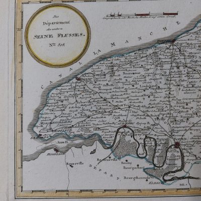 Mapa antiguo S XVIII Das Department des untern Seine Flusses Bajo Sena Francia Von Reilly 1780 Viena