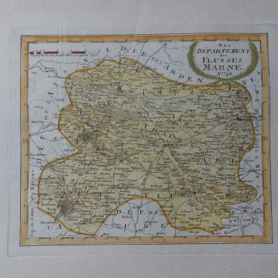 Mapa antiguo Siglo XIX Departement Marne Francia 1806 Von Reilly