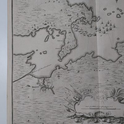 Mapa antiguo Siglo XVIII Camaret Bay Bretagne Brest Bretaña Francia [1745] Basire Tindal Rapin