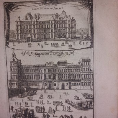 Grabado antiguo Siglo XVII Castillo Palacio Real Madrid España Francia [1683] Alain Manesson Mallet