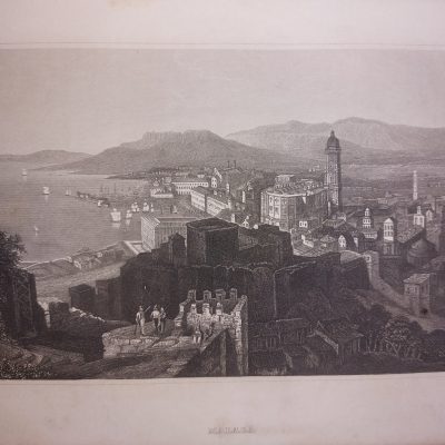 Grabado antiguo Siglo XIX Málaga Andalucía España [1840] Hildburghausen