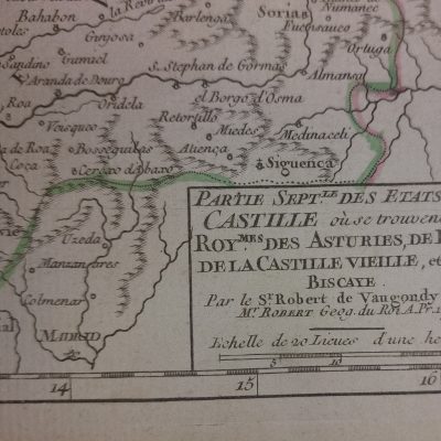 Mapa Siglo XVIII Estados de Castilla Asturias León Castilla la Vieja Vizcaya 1749 datado Vaugondy