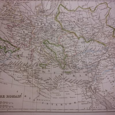 Mapa antiguo francés S. XIX Empire Romain Imperio Romano Grecia Hispania Galias Dacia Italia [1830]