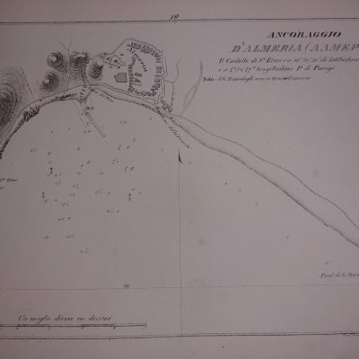 Mapa antiguo Siglo XIX Ancoraggio d’Almeria Fondeadero de Almería Andalucía España [1861] Santoni