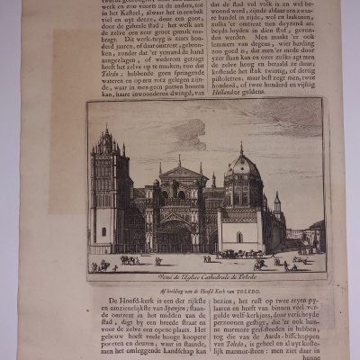 Dos Grabados Siglo XVIII Catedral y Palacio Real Alcazar de Toledo España [1707] Pieter van der Aa