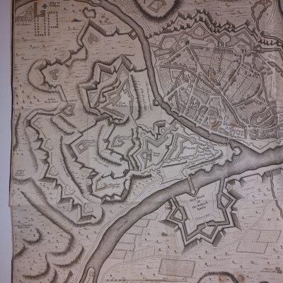 Mapa antiguo Siglo XVIII Plan ciudad fortificación Namur Valonia Bélgica [1750] Basire Tindal Rapin