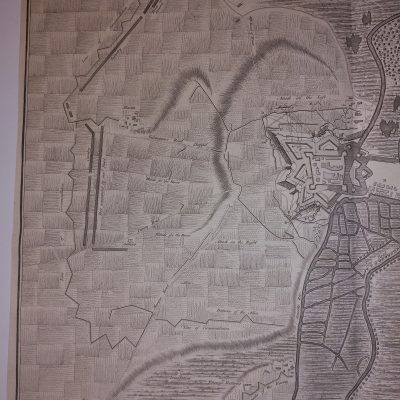 Mapa Antiguo Siglo XVIII Plan Batalla Asedio Bouchain Pas Calais Francia [1745] Basire Tindal Rapin