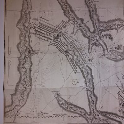 Mapa antiguo Siglo XVIII BATALLA RAMILLIES BRABANTE WALLON BÉLGICA [1740] Basire Tindal Rapin