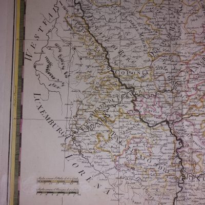 Mapa antiguo Siglo XVIII Alemania valle Rin Li Circoli dell’Alto e Basso Reno 1797 Datado Roma Cassini