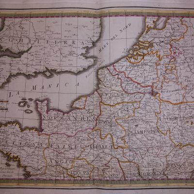 Mapa antiguo Siglo XVIII Francia Inglaterra Bélgica Canal de la Mancha [1794] Giovanni Maria Cassini