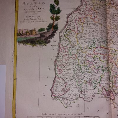 Mapa antiguo Siglo XVIII Circolo de Suevia Alemania Baden-Württemberg 1781 DATADO Antonio Zatta