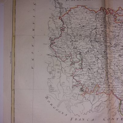 Mapa antiguo Siglo XVIII Francia Li Governi di Lorena Barr ed Alsazia di nuova projezione 1776 Zatta