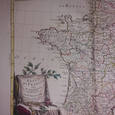 Mapa antiguo Siglo XVIII Regno di Francia Reino de Francia 1776 DATADO Antonio Zatta