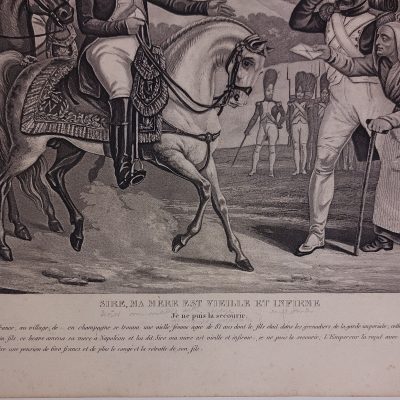 Grabado antiguo principios siglo XIX Epopeya Guerras Napoleónicas Napoleón París Francia Dopter