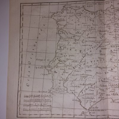Les Royaumes D’Espagne Et De Portugal. Mapa de España y Portugal(Península Ibérica). 1780. Mr. Bonne