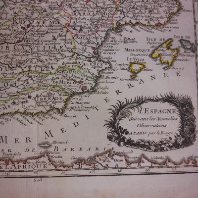 MAPA PENÍNSULA IBÉRICA.España y Portugal L’Espagne Suivant les Nouvelles Observations Le Rouge 1756