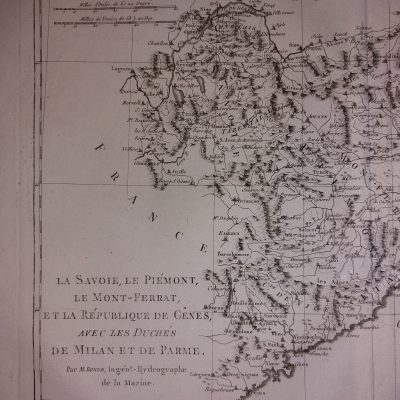 Mapa Siglo XVIII Savoie Piémont Mont Ferrat Genes Milan Parme ITALIE Piamonte Saboya Italia [1787] Bonne