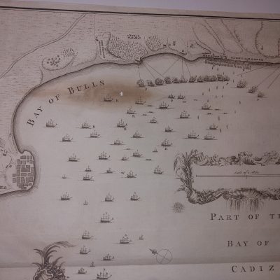 BAHÍA DE CÁDIZ Y ROTA Andalucía. LONDON 1744-1747 TINDAL RAPIN BASIRE BAY OF BULLS