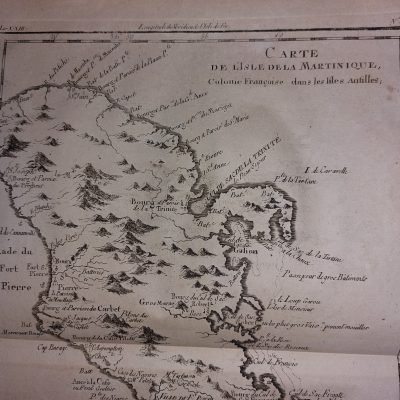 Mapa Siglo XVIII CARTE DE L’ ISLE DE LA MARTINIQUE MARTINICA Antilles Antillas FRANCIA [1780] Bonne