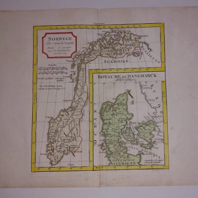 Mapa antiguo Siglo XVIII Norwege Noruega Dinamarca Escandinavia [1795] Vaugondy Delamarche