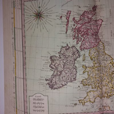 Mapa antiguo Siglo XVIII Britanniques Gran Bretaña Reino Unido Irlanda 1767 Datado Prétot Vallet