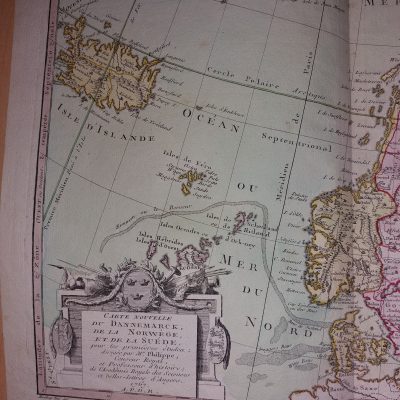 Mapa Siglo XVIII Carte Nouvelle du Dannemarck Norwège Suéde Escandinavia 1767 DATADO P Prétot Vallet