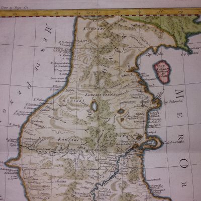 Mapa antiguo Siglo XVIII 1757 Carte du Kamtchatka Península Kamchatka Russia Rusia Nicolas Bellin