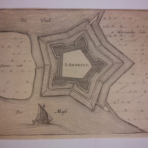 Grabado antiguo Siglo XVII [1649] Sint Andries ARNHEM PAISES BAJOS Netherlands Holanda Blaeu