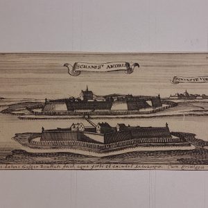 Grabado antiguo Siglo XVII [1674] Schans St. Andris Schans te Vorn ARNHEM PAISES BAJOS G.Bouttats