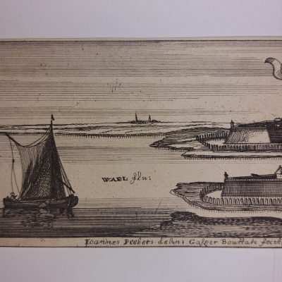 Grabado antiguo Siglo XVII [1674] Schans St. Andris Schans te Vorn ARNHEM PAISES BAJOS G.Bouttats