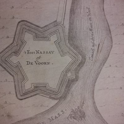 Grabado antiguo Siglo XVII Forte de Voorn Fort Nassau ARNHEM PAISES BAJOS Nicolaes van Geelkercken